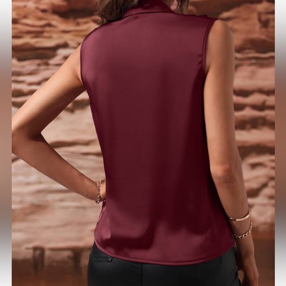 Luxe Satin Classic Ruched Overlap Sleeveless Office Work Top Blouse Shirt GREEN - Picture 15 of 16